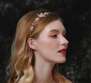 Women Beige Crystal Retro Gold Royal Hair Headband head Band Hoop accessory