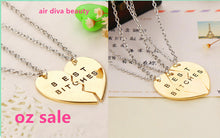 Girls Best Friends Bitches Jigsaw Split Heart Friendship Necklace Chain Gift