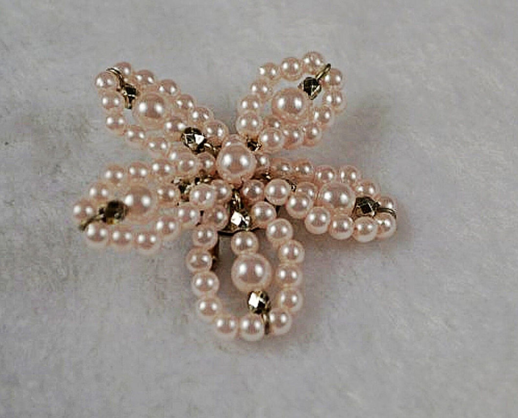 Women Gorgeous Handmade Pearl Flower Brooch Brooche Hat Dress Pin Gift