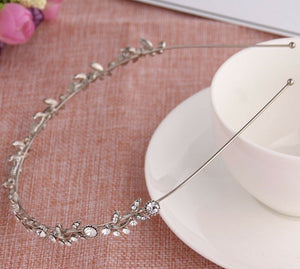 Women Lady Silver Crystal Leaf Party Hair Head Band Headband Hoop headpiece