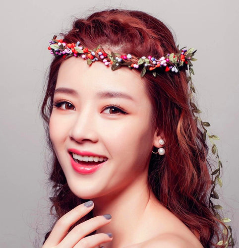 Women Bohemian Floral Vine Bride Wedding Photo Party Hair Band Hoop Headband