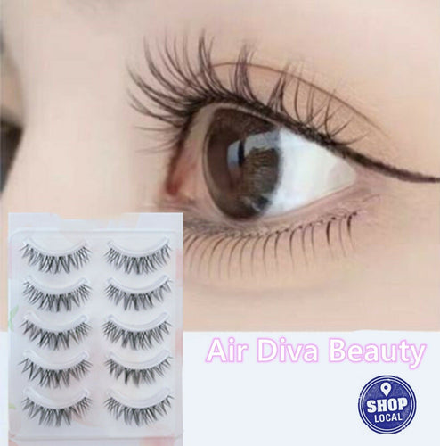 AU 5Pair Natural Look Cross Long Black Extension Fake False Eyelashes eye lashes