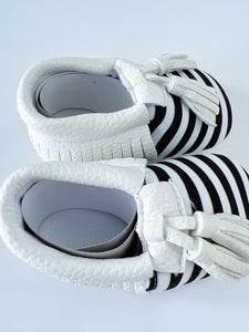 Baby Girls Children Kids White Black Stripe Sailor Tasseled Crib Dress Shoes