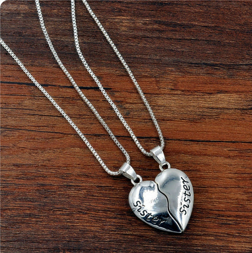 Women Girl Child Heart Split SISTER Necklace Gift for sister sisterhood sibling