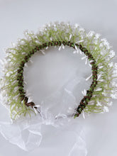 Women White little flower babys breath Hair Headband Greenery Halo Crown Garland