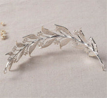 Women Rhinestone Crystal shine Silver LEAF Party Hair Band Headband Crown Tiara