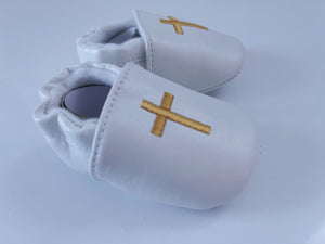 Baby Boy Girl White Christening Cross Wedding Formal Party Synth Leather Shoes