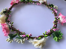 Women wedding White Pink Flower berry bride Party Hair Headband Crown Garland