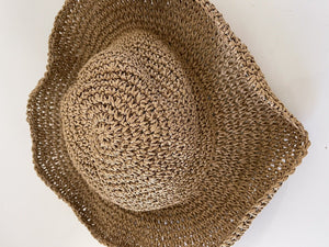 Women Khaki Brown Medium Brim Holiday Summer Beach Straw Floppy Sun Hat