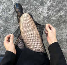 Women Gothic Black Sexy Side Rose Fishnet Net Pantyhose Line Stockings Tights