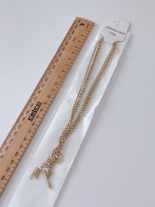 Women Gold color Titanium Plated 2 layers Chain Short Necklace