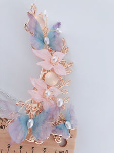 Women Han Tang Oriental Retro Fairy Butterfly Lace hair Clips Accessory Tassel