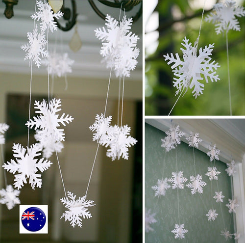 3M Christmas White Snow flakes Party Window Door Hanging Decorations Garlands