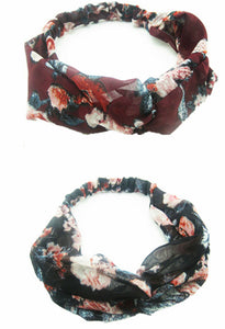 Women Lady Retro BOHO Flower Cross Bandana look Hair Wrap Head band headband