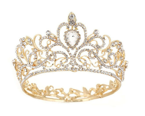 Women Girl Gold Rhinestone Crystal Princess Queen Head Hair Small Crown Tiara