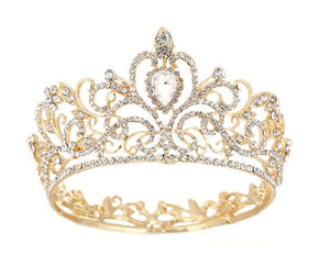 Women Girl Gold Rhinestone Crystal Princess Queen Head Hair Small Crown Tiara