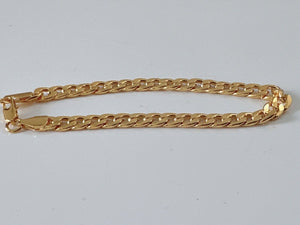 6mm thickness Men Women 18K Gold Plated Curb Link Chain Wrist Bracelet 8inch