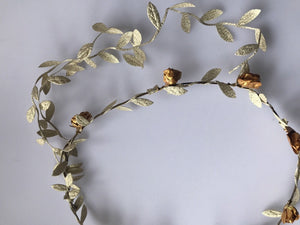 NEW Women BOHO Leaf wedding Gold rose Flower Hair Headband crown Garland wreath