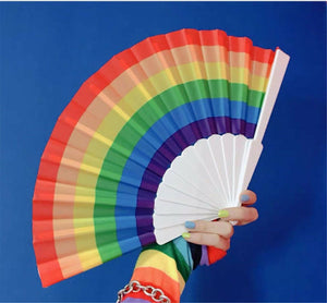 Bright Colorful Rainbow Dance Performance Fold Folding Hand Fans Prop