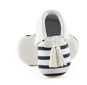 Baby Girls Children Kids White Black Stripe Sailor Tasseled Crib Dress Shoes