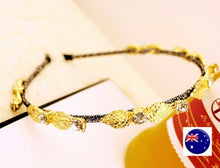 Women Lady Girls Metallic Gold Leaf Crystal Bling Hair head Headband Hoop Prop