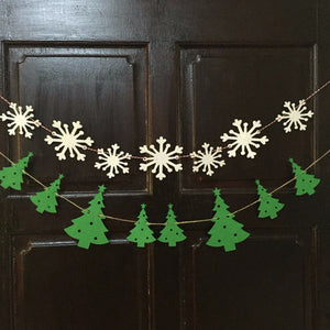 Christmas Snow flakes tree Party Banner Flag window Hanging Decorations Garlands