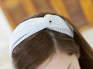 Women Girl Net check Boho Bohemian Lace Retro Cross hair headband band bandana