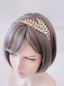 Women Girls Light Rose Gold Color boho Leaf Party Hair Headband Crown Tiara Hoop