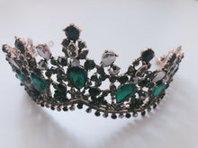 Women Lady Retro Green Crystal Black Queen Party Hair Head Headband Crown Tiara
