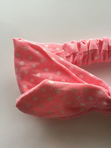 Girls Kids Baby Elastic Pink Polka dots Bow Bunny ears Hair Headband Band PROP