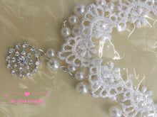 Women boho White Wedding Bride Crystal Lace Pearl Party Forehead Hair Headband