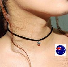 Lady Girls retro Black synth Suede crystal Harajuku Choker short Punk Necklace