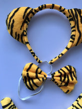 Women Kids Children Tiger Stripe ear Costume tail Party Hair head band Prop set