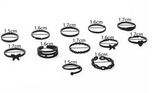 Women 12 BOHO Black Color Retro Joint knuckle stacking Finger tip Rings set