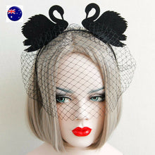 Women Girl Black Swan Veil Mask Costume Party Hair Band Headband Prop Garland