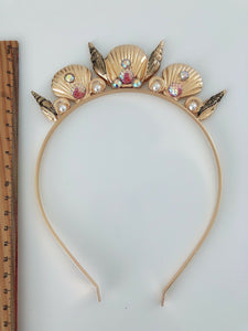 Women Girl Mermaid Sea Conch Shell Metal Gold Hair Band Headband crown Prop Hoop