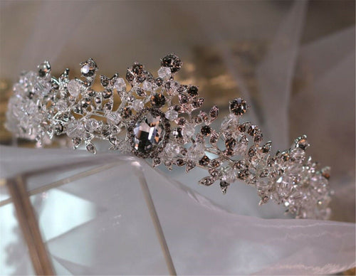 Women White Clear Crystal Queen Bride Party Hair Head Prom Headband Crown Tiara