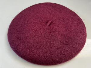 Women Warm Wool Blend Beanie French Artist Taro Magenta Round Beret Hat Cap