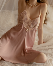 Women Satin Sexy Beige Pink Night Sleep Dress Strap Chemise Sleepwear Nighties