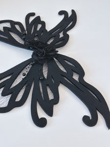 Women Girl Halloween Costume Fairy Black Halo Butterfly Wing Hair Clip Accessory