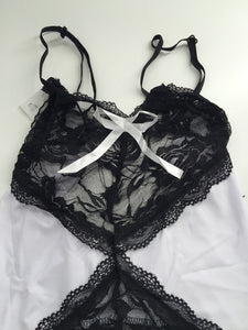 Women Lady Sexy Lace Black White Foreplay Leotard Nighties Camisole Underwear