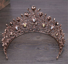 Women Bronze Rhinestone Crystal Queen royal Party Hair Headband Crown Tiara