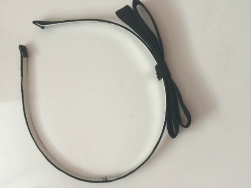 Women Girls Sweet School navy black Ribbon Bow hairband hair headband band hoop Black