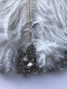 Women Lady retro White Feather Flapper Party Hair headband accessory fascinator