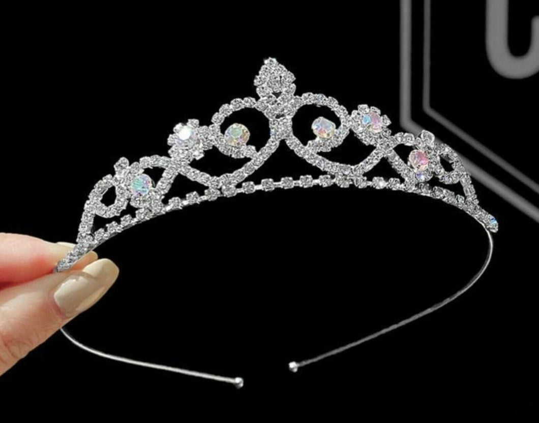 Birthday Wedding flower Girl Crystal Hair band head piece Tiara Crown garland