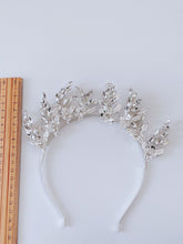 Women Crystal Silver Leaf Bride Prom Party Hair Headband head Band Fascinator