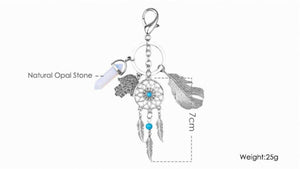 Women Bohemia BOHO Feather Dream Catcher Black Key Ring holder Keyring For Her