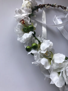 Women wedding White Flower bride Party Hair Headband Crown Prop Garland Wreath