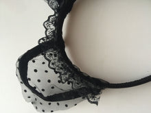 Women Ladies Sexy Black Dots Lace Kitty Cat Ears Hair Headband Hoop Costume PROP