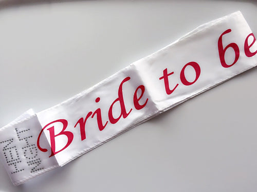 Women Lady Hen's night Party Wedding White Bride to be Bridal Sash AU STOCK